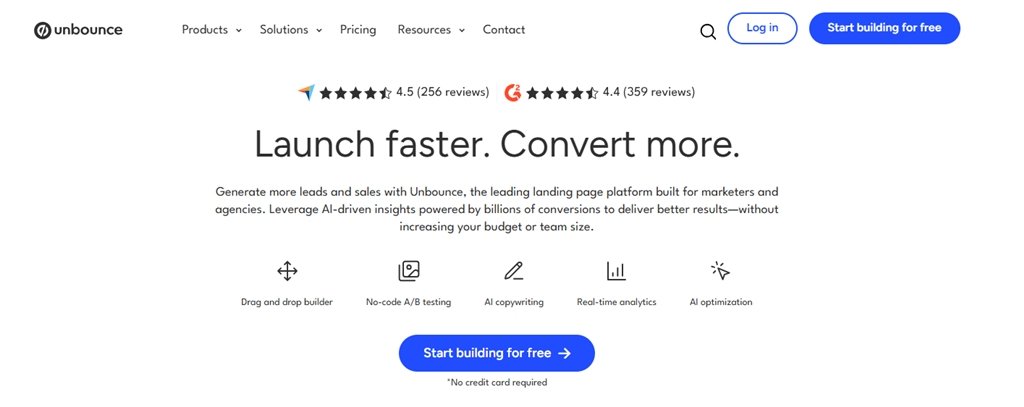 plataforma para crear landing page unbounce