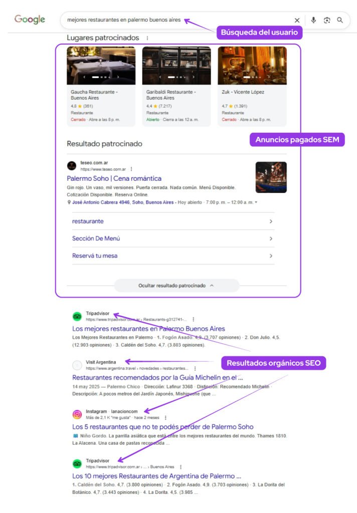 posicionamiento seo y sem pagado y organico