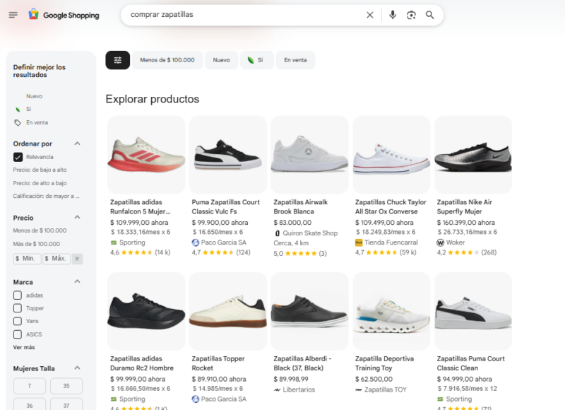 resultados google shopping