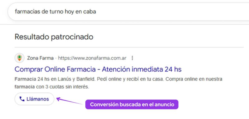 anuncio con llamada a la accion llamada telefonica
